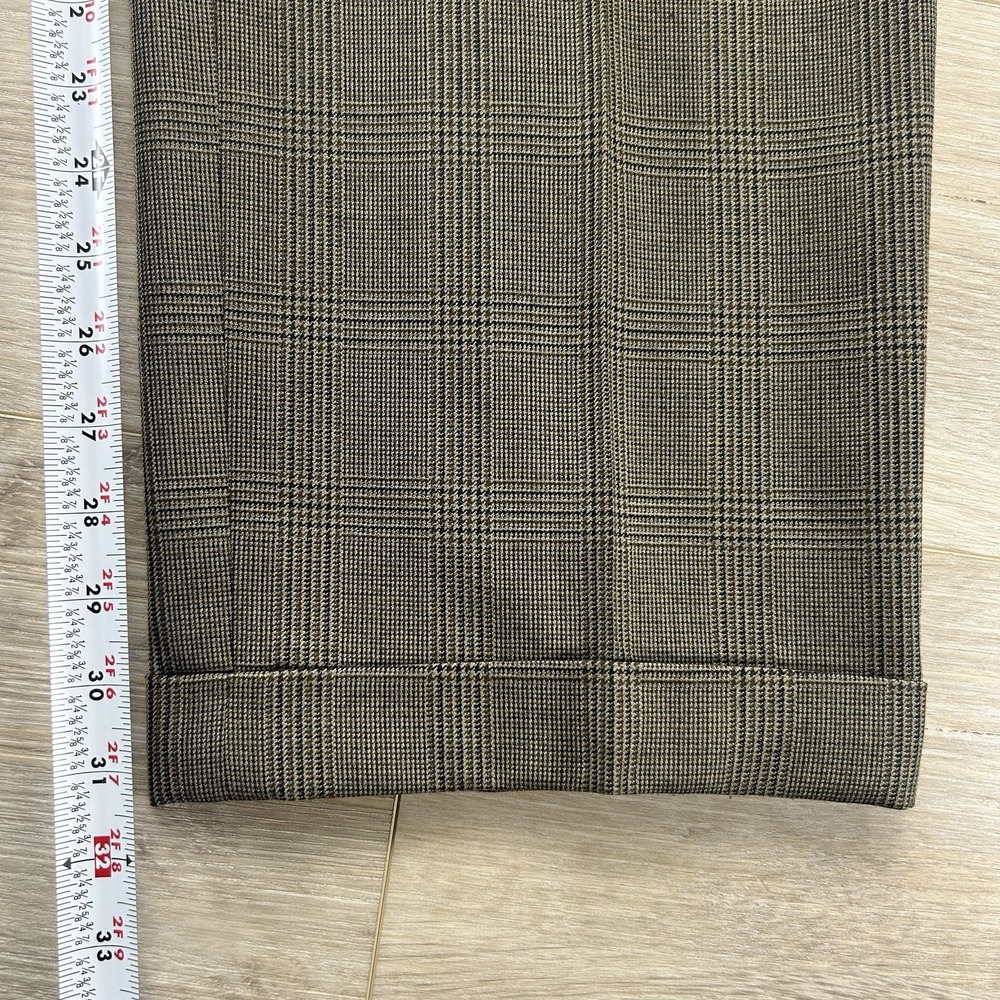 Vintage J.RIGGINS Men's Size 37 Long Brown Plaid Wool Blend Pleated Cuff Pants - Picture 13 of 14